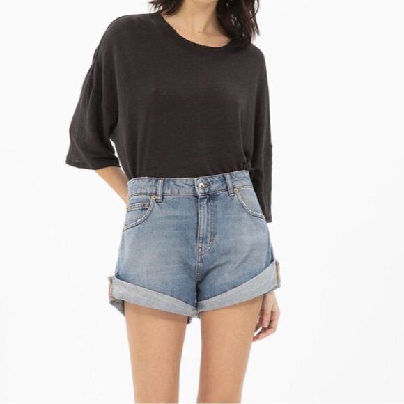 IRO 100% Linen Sturdy Tee Short Sleeve Oversized Cut Out Slouchy Top Black XS - Picture 2 of 13